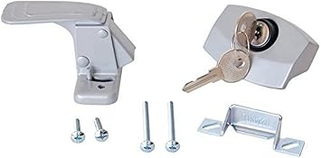 RV Designer E311, Camper Trailer RV Door Latch with Lock, Entry Door Hardware , Gray