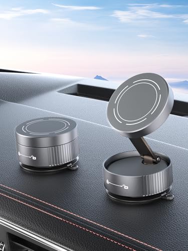 Image of CableCreation Magnetic Car Phone Holder Mount,Triple-Axis Adjustable Vacuum Suction Cup with N52 Magnets, Foldable Zinc Alloy Dashboard /Windshield Mount Compatible with All Smartphones