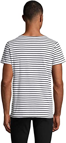 Camiseta Marinera Hombre y Niño | Camiseta Mariniere de Manga Corta Azul Marino y Blanco Rayas | Camiseta de Ropa Hombre 100% Algodón |, azul, XXL alto