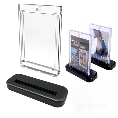 jcmkmx Magnetic Card Holder für Trading Cards,35PT Magnetischer Kartenhalter UV-Schutz-Transparent KartenRahmen Kartenhüllen Schutzhüllen für MTG Karten, Standard-Karten (12×Magnetic Case,12×Ständer)