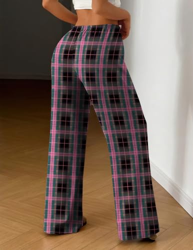 Image of Ekouaer Women Pajama Pants Comfy Pj Bottom with Pockets Stretch Plaid Sleepwear