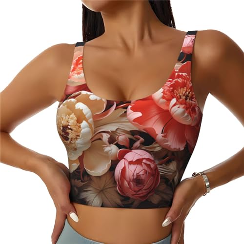 Chaleco deportivo para mujer HYTTER con estampado de peonías brillantes para fitness