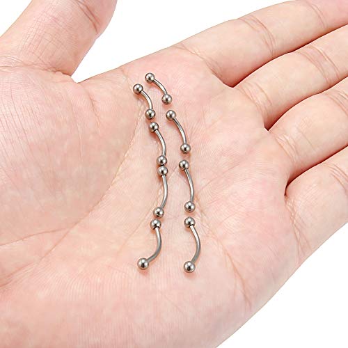 Scerring 8Pcs 16G G23 Titanium Curved Eyebrow Barbell Tragus Helix Ear Belly Lip Nipple Tongue Ring Body Piercing Jewelry 6Mm 8Mm 10Mm 12Mm #TOP3