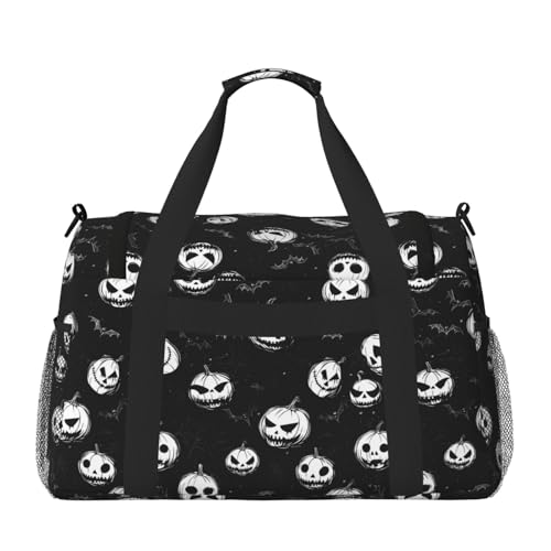 Black Pumpkin Halloween Travel Weekender Overnight Bags Foldable Hand Travel Bag Sport Gym Duffel Bag For Men Women3