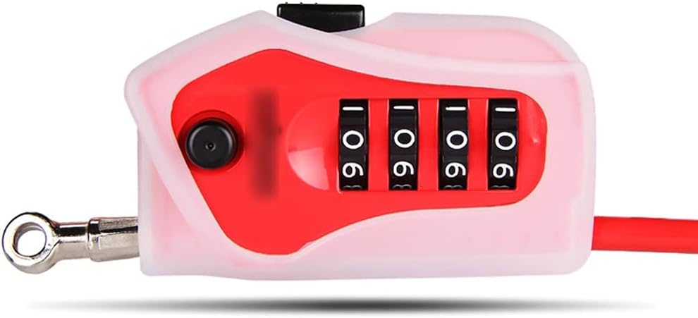 Bicycle Cable Lock Ski Motorcycle Locks Bike Anti Theft 4 Digit Password Helmet Wire-Lock (Color : Red) (Blue)