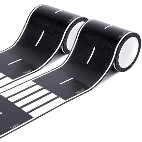 TSSART Roadway Tape - Black Residue Free Road Car Track Tape for Kids Birthday Party Racing Party Decoration - 2.4 Inch Wide 40 FT Long, 2Pack Cover
