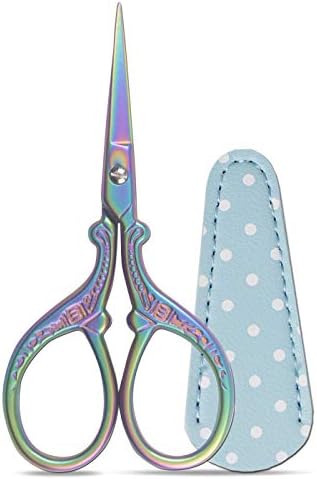 Hisuper Cute 3.6inch Embroidery Scissors Crafting Sewing Threading Needlework Scissors with Leather Scissors Cover for Sewing Handicrafts Tool Craft Art Work and Everyday Use