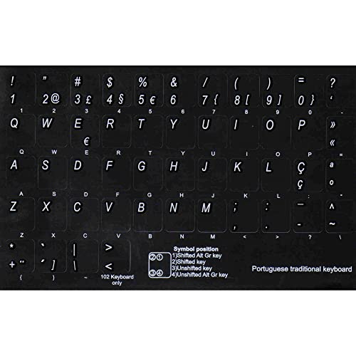 Adhesivos de Teclado Tradicional Portugués Fondo Negro miniatura 2