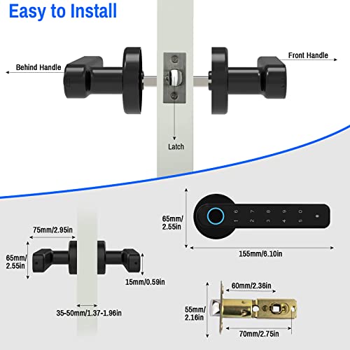 Secustone Fingerprint Door Lock, Smart Lock, Keyless Entry Door Lock, Door Locks With Keypads, Passcode, Fingerprint, And Keys, Door Knob Easy To Install For Home, Apartment, Office, Bedroom, Black #TOP5