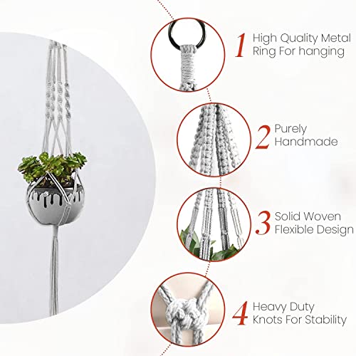 Feedee Macrame Plant Hangers Indoor Macrame Hanging Planters For Indoor Plants - 6 Pack Hanging Plant Holders Indoor Hanging, Macromay Plant Hangers For Indoor Plant Hanger, Boho & Home Decor (Gray) #TOP1
