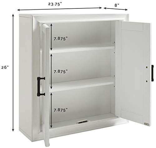 Crosley Furniture Tara Wall Mounted Bathroom Storage Medicine Cabinet with Shelves, Vintage White - Image 7