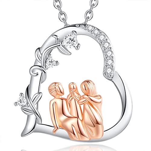 EUDORA Harmony Ball Collares Mama Papá Hija para Madre Hija Plata de Ley 925, Colgante de Corazón de Familia, Joyería de Amor de Madre Original Día de la Madre Regalo para Mujer Madre Mama Hija, 45CM Cover