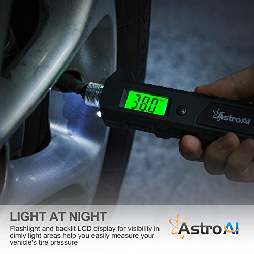 Astroai Digital Tire Pressure Gauge, 230 Psi 4 Settings Heavy Duty For Car Bicycle With Larger Backlit Lcd Flashlight And Non-Slip, Black #TOP4