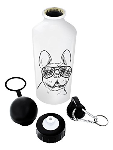 Dog Gifts French Bulldog Sunglasses Dog Water Bottle Gift Aluminum Water Bottle with Cap Sport Top White