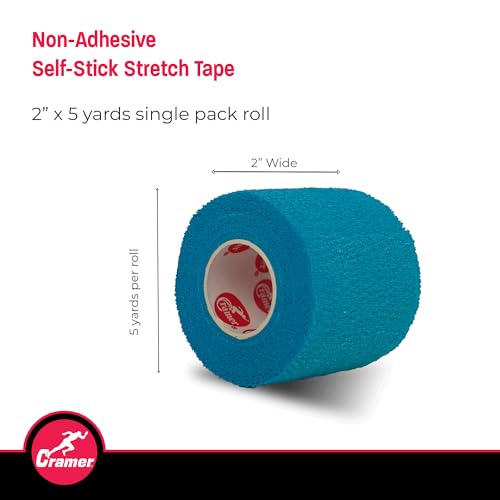 Image of Cramer Eco-Flex Self-Stick Stretch Tape, Teal, 2 inch x 5 yd, Cohesive Athletic Bandage Wrap, Athletic Trainer Flexible Sports Tape, Easy Tear Vet Wrap for Pets, Self Adhesive Bandage Roll, 5 Yards