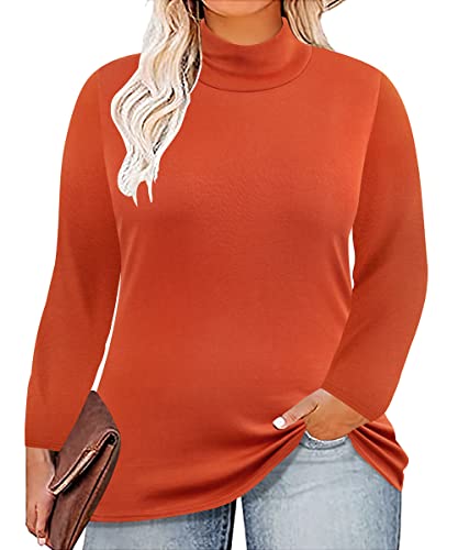 Image of CARCOS Womens Plus Size Tops Mock Neck Long Sleeve Shirts Turtleneck Tunics for Fall Winter XL-5XL