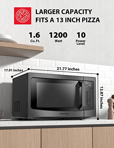 TOSHIBA ML-EM45PIT(BS) Countertop Microwave Oven with Inverter Technology, Kitchen Essentials, Smart Sensor, Auto Defrost, 1.6 Cu.ft, 13.6 TOSHIBA ML-EM45PIT(BS) Countertop Microwave Oven with Inverter Technology, Kitchen Essentials, Smart Sensor, Auto Defrost, 1.6 Cu.ft, 13.6