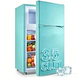 WANAI 2 Door Mini Refrigerator with Freezer-on-top, 3.5 Cubic Feet Spacious...