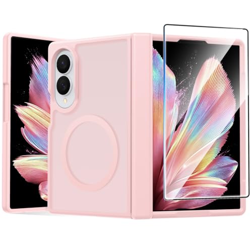 Image of FNTCASE for Samsung Galaxy Z Fold 8 Case: [Hinge Protection] Translucent Matte Cases [Compatible with Magsafe] [Screen Protector] Military Grade Shockproof Protective Phone Cover-Light Pink
