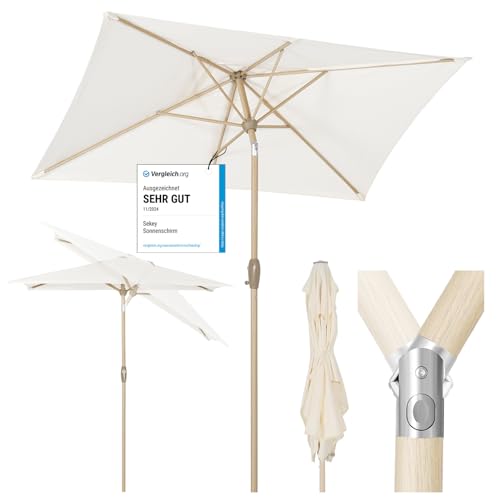 Sekey Parasol Aluminium Rectangulaire 210x140 cm pour Balcon, Jardin & Terrasse - Protection UV 50+ e, Ventilation et Matériau Recyclé (Certifié GRS)
