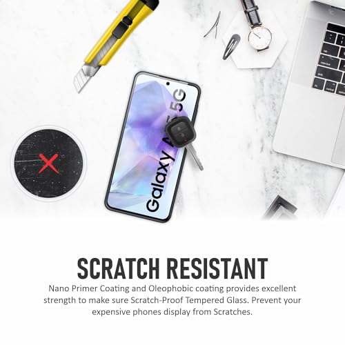 Image of SupCares Tempered Glass for Samsung Galaxy A35 and Samsung Galaxy A55 (6.6 Inch) With Installation Kit | Military-Grade Gorilla Screen Protector | Edge to Edge Coverage | Black