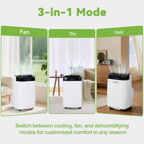 Image of Hykolity WiFi Enabled Portable Air Conditioners 10,000 BTU, Cools Rooms Up To 450 Sq.Ft, 45dB Dual Motor 5 in 1 Quiet Smart AC Unit with Cool, Fan, Dehumidifier, 24H Timer & Sleep Mode