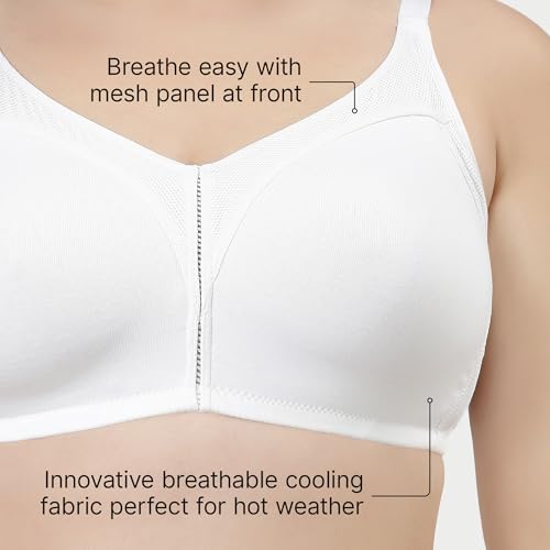 Image of Enamor AB75 M Frame No Bounce Full Support Cotton Bra for Women - Non-Padded Non-Wired & Full Coverage with Cooling Technology | Available in Solid Colours