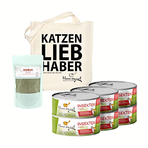 Produktbild von I Love my Cat Sparset für übergewichtige und ernährungssensible Katzen mit Insekten-Nassfutter und Shiitake-Nahrungsergänzung - 6 x 100 g