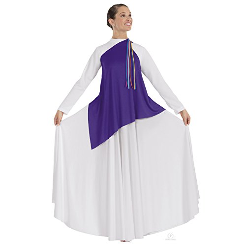 Eurotard Womens Asymmetrical Streamer Tunic 13844 -PURPLE PLUS