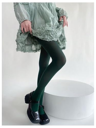 SHENHE Women's Patterned Fishnet Tights High Waist Pantyhose Floral Stockings Opaque Dark Green One-Size4