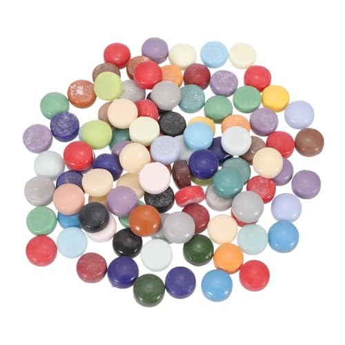 sourcing map 200g Round Mosaic Tiles for Crafts, 0.47 Inches Iridescent Mosaic Glass Pieces for DIY Art Making Supplies Home Decoration (Multicolored)