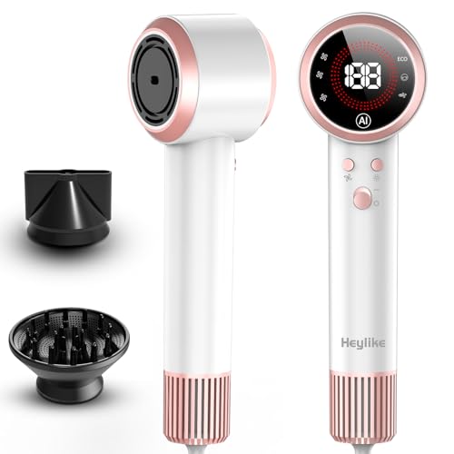 Hair Dryer, AI Smart 160000 RPM High-Speed Brushless Motor Plasma Ion AI Blow Dryer with Diffuser for Fast Drying, Professonal 4Temp/3Speed Thermo-Control Lightweight AI Hairdryer for Women Men Travel