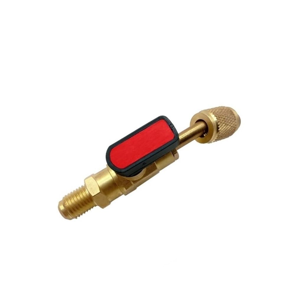 Water Ball Valve Angled AC Refrigerant Ball Valve, 1/4in Shut-Off for HVAC R134A R22 Charging Hoses(Red)