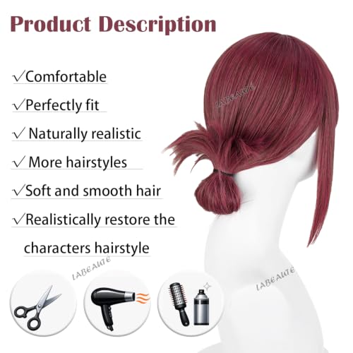 Image of LABEAUTE Yamada Cosplay Wig Claret Red Layered Anime Wig for Smoking Behind the Supermarket Heat Resistant Synthetic hair for Halloween /Party