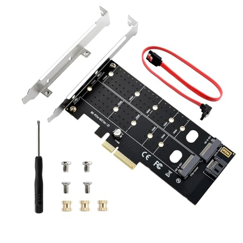 ELUTENG Dual M.2 PCIE Adapter NVME/NGFF to PCIE X4 Expansion Card 32Gbps PCIE NVME SSD Adapter Compatible with B-Key/M-Key/B&M Key for 2230 2242 2260 2280 22110 SSD