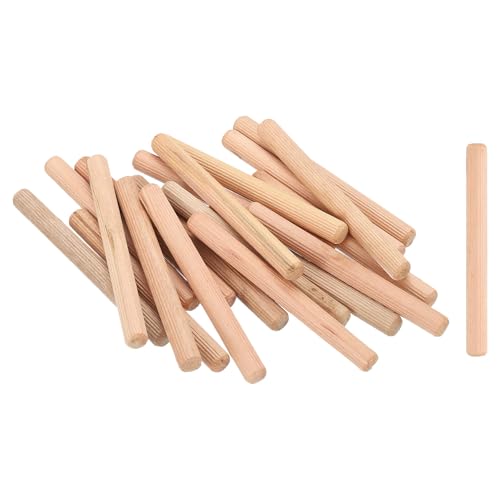 sourcing map 50Pcs 1/2x4-3/4 (12mmx120mm) Wooden Dowel Pins, Fluted Wood Beveled Ends Tapered Dowel Hardwood Pegs, Wood Dowels Rods for Furniture, DIY Crafts