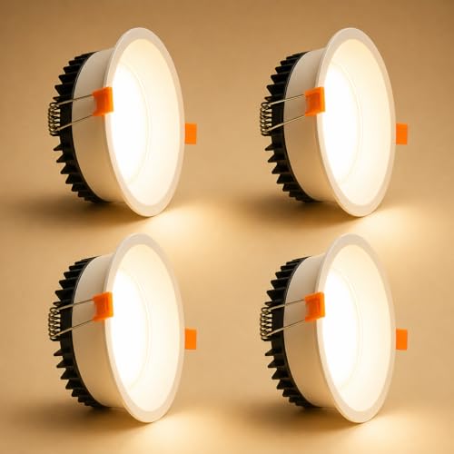 Image of 12W Deep Down LED Round Panel Light | Bright Modern Surface Ceiling Light for False Ceiling & POP Roof | Energy-Efficient Light| Cool White, White Aluminium Body | Pack of 4