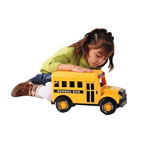 Constructive Playthings 16" L. X 8" W. X 8 3/4" H. Big Steel School Bus With Opening Side And Back Doors And Movable Stop Sign For Ages 3 Years And Up #TOP23