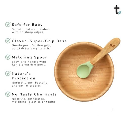 Tiggi Bamboo Baby Bowl from Suction Base Baby Weaning Bowl (Soft Green), 14cm (W) x 7cm (H) - Image 4