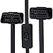 Yeebline OBDII 16 Pin Extension Cable with Switch, 0.6M/2Ft OBD-II OBD2 90 Degree Right Angle 16 Pin Auto Car Male to Female Flat Cord Diagnostic Extender Adapter