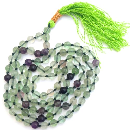 Image of Apnisanskriti Premium Multi Fluorite Stone Mala for Men and Women (6mm, AAA Quality, Lab Certified, 108+1) - Natural Stone Beads Mala - Mix Colour - Pack of 1