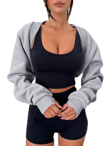 Image of Amarmia Women's Bolero Sweater Shrugs Y2K Open Front Workout Sweatshirt Long Sleeve Crop Tops