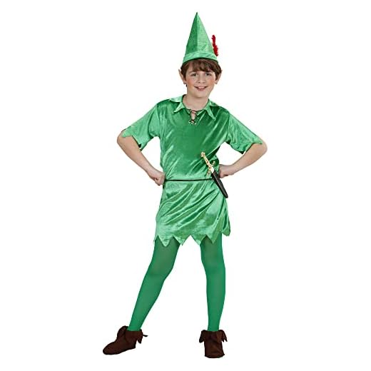 W WIDMANN MILANO Party Fashion - Disfraz infantil de Peter, túnica con cinturón y sombrero, disfraz de personaje de cuento