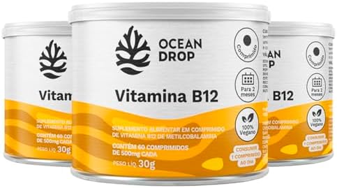 Kit 3 Vitamina B12 Ocean Drop Vegana 60 Comprimidos
