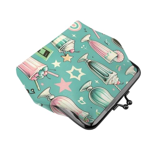 Pu Leather Buckle Coin Purse Retro-Milkshakes-Hot Girls Kiss-Lock Change Purse Wallets3