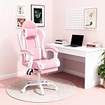 MoNiBloom Gaming Chair with Headrest & Lumbar Support Ergonomic Computer Racing Chair with Footrest, Adjustable Hight Leather Swivel Computer Chair for Adult Teen Office or Gaming - Image 2