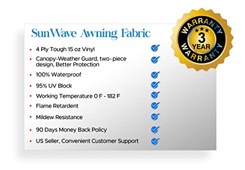 Sunwave- Rv Awning Fabric Replacement | Rv Electric Awning Fabric Replacement | Premium Vinyl Rv Canopy | Awning Replacement (13', Camel Fade) #TOP5