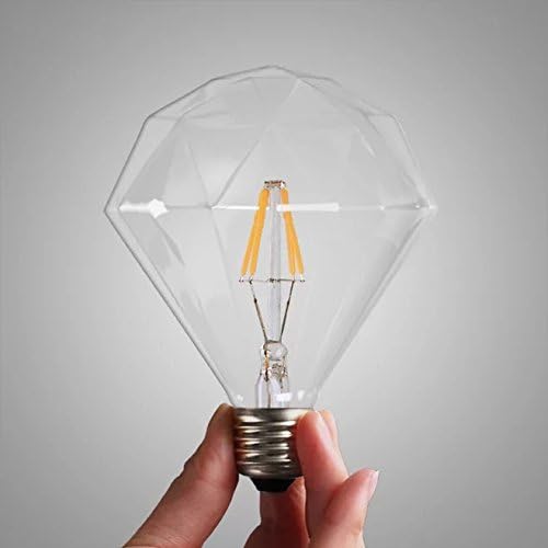 6PACK LED Filament Bulb D95, Diamond Shape Light Bulb, 4W LED Light Bulb, E26 Base, Warm White 2700K, 40W Equivalent, 110-120VAC, Dimmable (4)