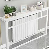 Mesa de radiador con marco de acero y parte superior de madera maciza, muebles para apartamentos pequeños 004 200 x 15 x 90 cm