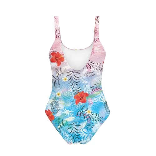 Image of Girls One Piece Swimsuit Beach Sport Athletic Bathing Suits Quick Dry Summer Hawaiian Swimwear for Teens Size 7-20